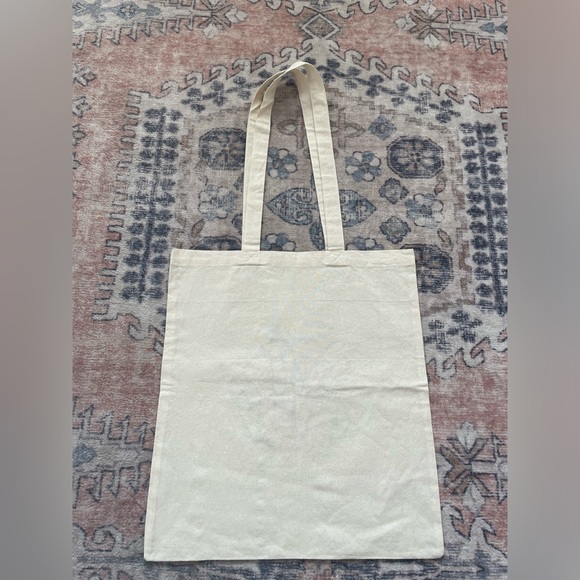 Hand Embroidered Multicolor Stay Groovy 70s Tan Canvas On The Go Tote Bag - Picture 3 of 5